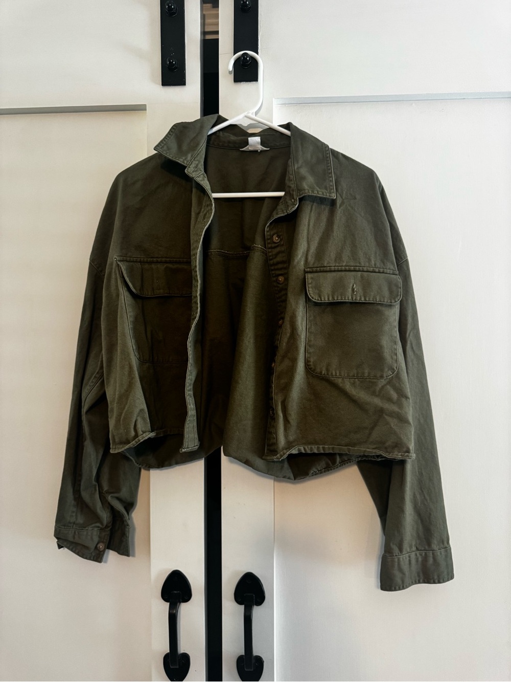 Aeropostale Olive Green Cropped Utility Jacket